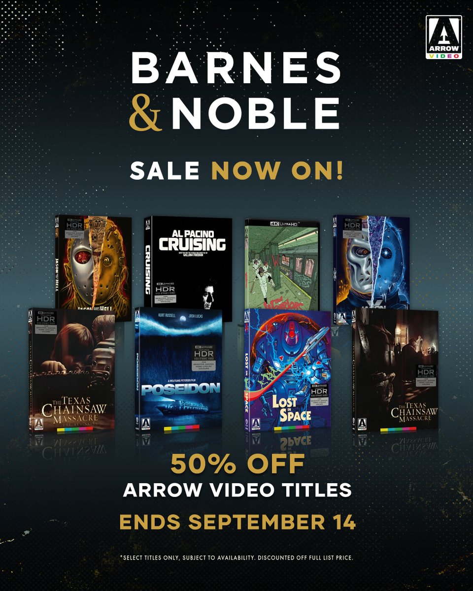 Arrow Video (@arrowfilmsvideo) on Twitter photo In-store and online - Load up on Blu-rays, UHDs and boxsets in the Arrow Video <a href="/BNBuzz/">Barnes & Noble</a> sale!
Running through September 14 - Close out your summer with some of the hottest titles of the season 👇🔥
bit.ly/3J8Pw0B In-store and online - Load up on Blu-rays, UHDs and boxsets in the Arrow Video <a href="/BNBuzz/">Barnes & Noble</a> sale!
Running through September 14 - Close out your summer with some of the hottest titles of the season 👇🔥
bit.ly/3J8Pw0B