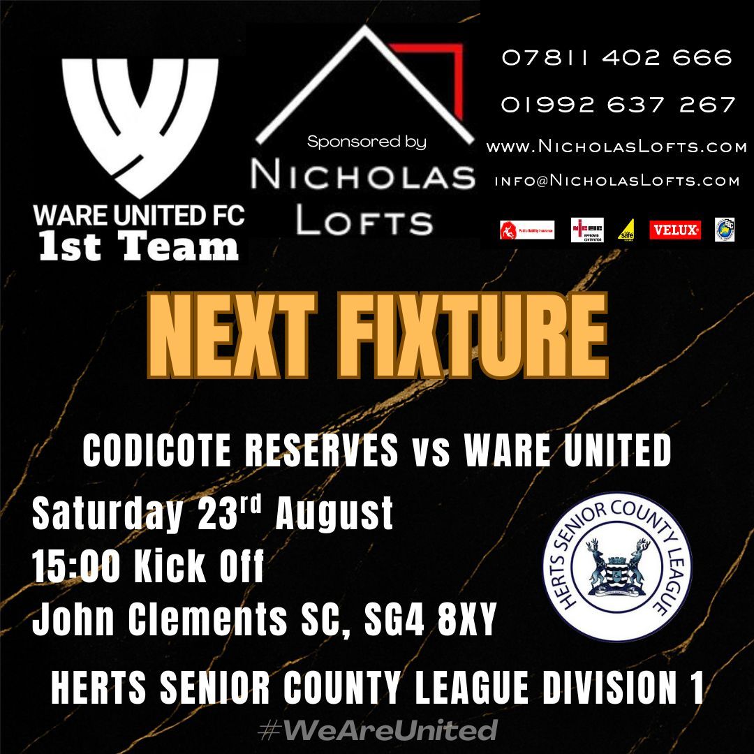 ⚽⚽ 1sts  - NEXT FIXTURE⚽⚽

No time to rest as a packed August continues with another road trip, away to <a href="/CodicoteFCRes/">CodicoteFC_Res</a> in a <a href="/hscfl/">HSCL</a> division 1 clash.

Can we continue our fine early-season goalscoring form? Come along and find out #WeAreUnited