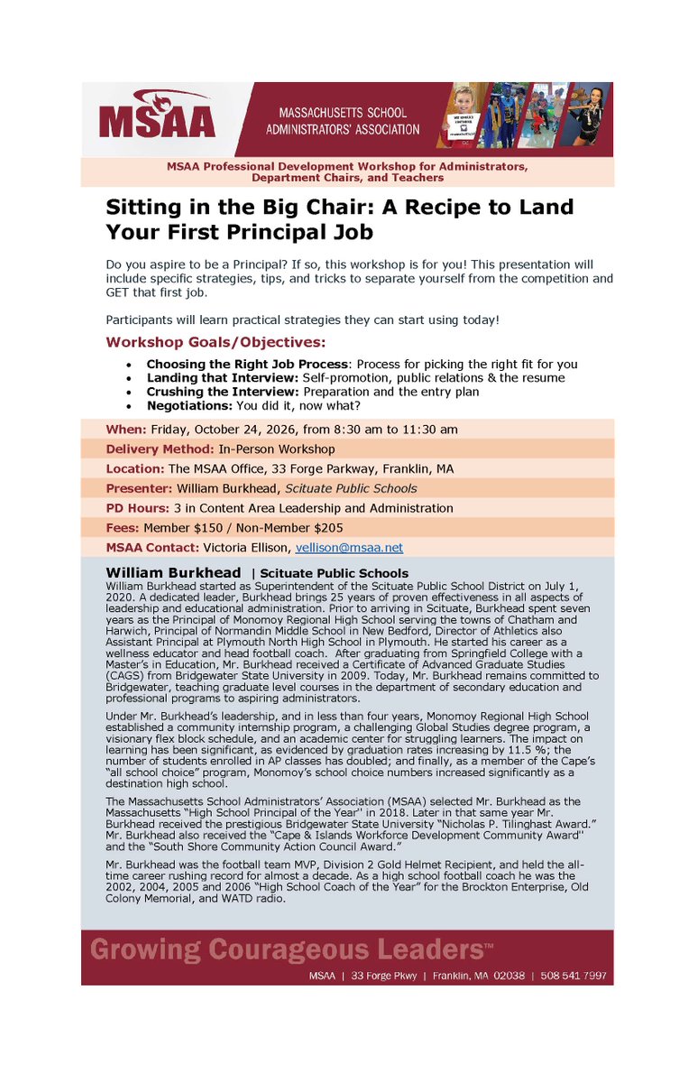 Aspiring to become a Principal? 🎓"Sitting in the Big Chair" gives you the recipe to land your first principal job. This Workshop shares specific tips &amp; tricks to help you stand out from the competition <a href="/12edlab/">Teacher Leadership Network</a> <a href="/UnlockTheMiddle/">UnlockTheMiddle</a> <a href="/MASchoolsK12/">Massachusetts K-12</a> <a href="/BostonSchools/">BostonPublicSchools</a> <a href="/BurkheadBill/">Bill Burkhead</a> <a href="/12edlab/">Teacher Leadership Network</a>