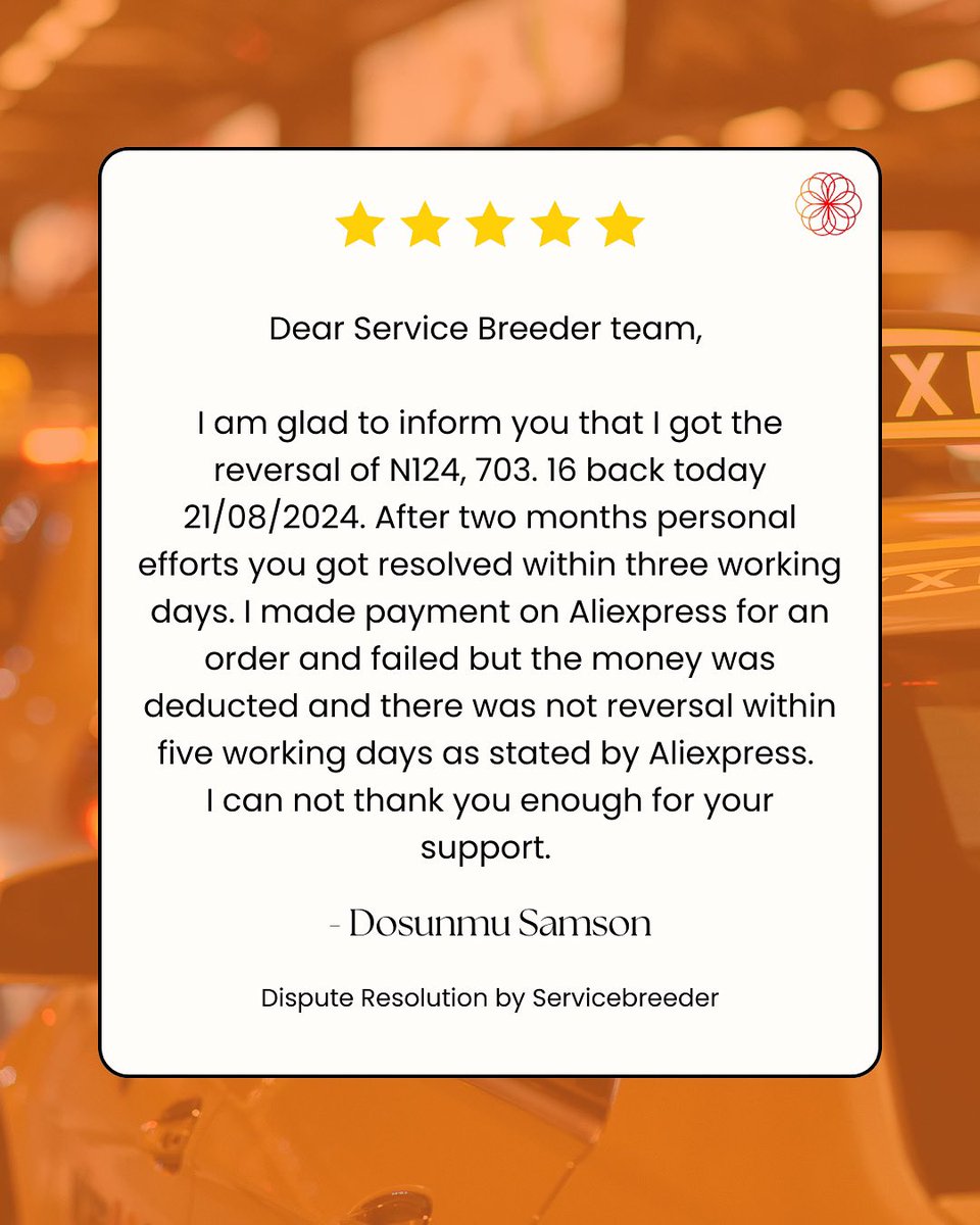 ServiceBreeder's tweet photo. After struggling for 2 months to get my ₦124,703.16 refund, ServiceBreeder got it resolved in just 3 days! 🙌 Big thanks to the team for the amazing support.” – Dosunmu Samson 💬✨ #CustomerSuccess #ServiceBreeder https://t.co/lClILgT5kf
