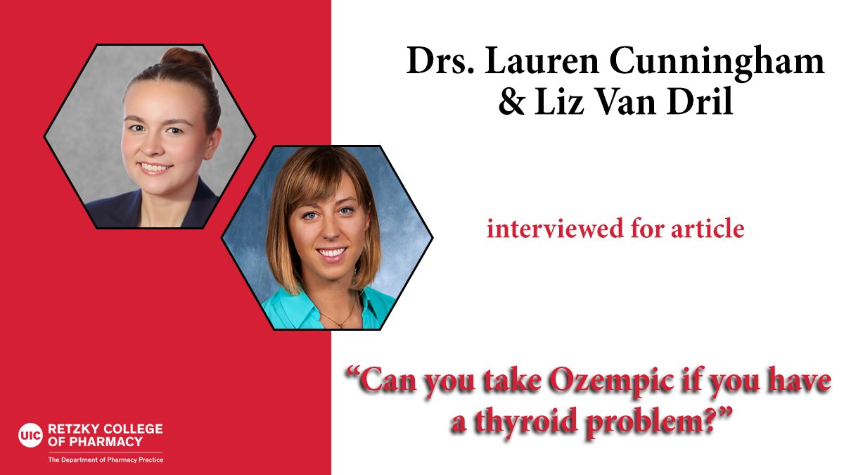 💊✨ In the News!
Drs. Lauren Cunningham and Liz Van Dril share their expertise in The CheckUp by SingleCare: “Can you take Ozempic if you have a thyroid problem?”

🔗 Read more: singlecare.com/blog/can-you-t…

#UICPharmacy #PharmacyExperts #Ozempic #ThyroidHealth