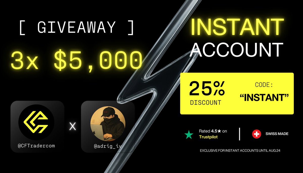 adrig_iv's tweet image. ¡REGALO 3 CUENTAS DE 5000$!                    

Requisitos:                 
👉🏼 Seguir @CFTradercom, @CFTradercomES, @adrig_iv
👉🏼 RT + Like                   

Y recordad que a través de este link [cryptofundtrader.com/?_by=adrig] y con el código 'INSTANT' tenéis un 25% de descuento…