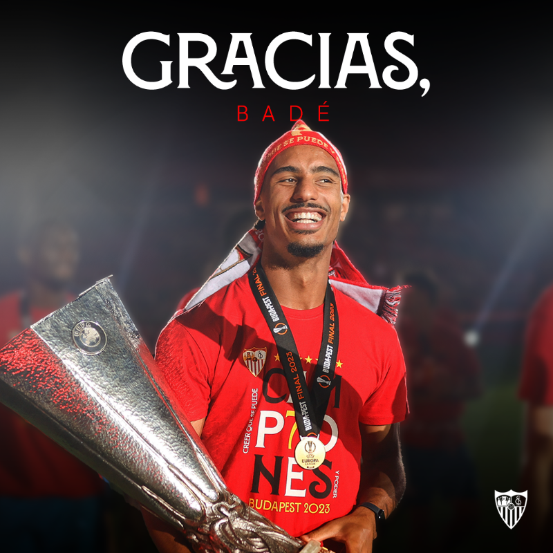 SevillaFC's tweet photo. ℹ️​ Acuerdo con el @Bayer04_es para el traspaso de Loic Badé.

#WeAreSevilla