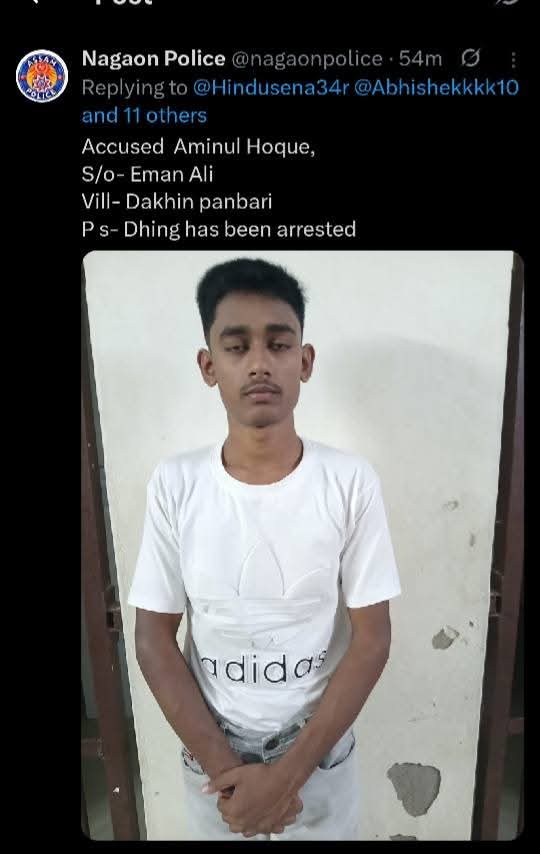 HPhobiaWatch's tweet photo. Aminul Haque arrested 

Hope he gets good treatment by Assam police https://t.co/QvoDgM69WV