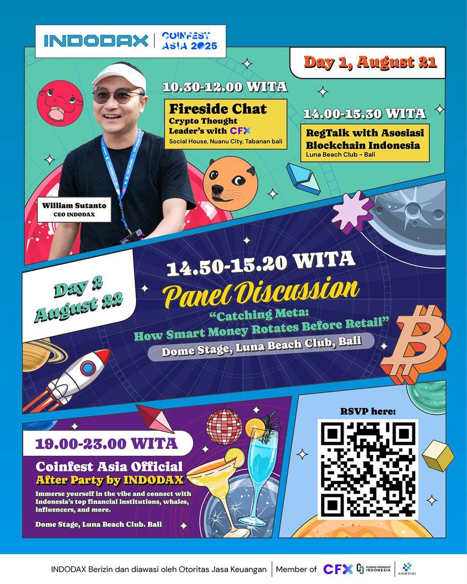 Meet me at Coinfest Asia 2025 🌴

Don’t miss the Official After Party by Indodax 🎉🍸
📅 Aug 22 | 19.00–23.00
📍 Luna Beach Club, Bali

The only official after party — where the real networking begins. 🚀

#MeetMeAtCoinfest #IndodaxAfterParty #CoinfestAsia2025