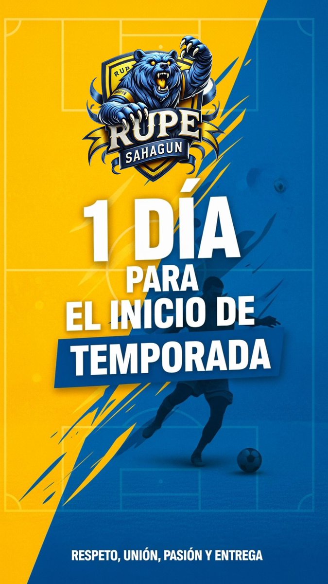 ⚡ MAÑANA ⚡
¡Primer entrenamiento de la temporada!

Las botas ya están preparadas 👟
¡La pretemporada arranca en serio!

💛💙 

#RupeSahagun #Tetuan #BarrioDelPilar #MadridNorte #PrimerEntrenamiento #Pretemporada #SeniorA #FutbolMadrid #EquipoLocal #TrabajoYDedicacion #VamosRupe