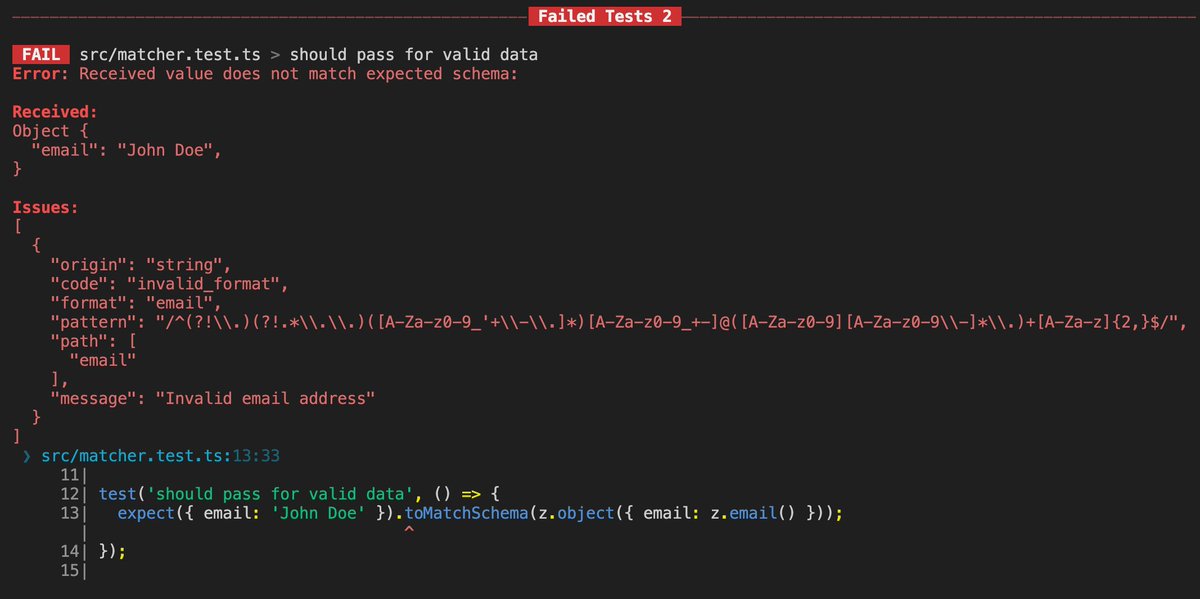 zirkelc_'s tweet image. What if we can turn 

`expect(url).toMatch(/^(?!\\.)(?!.*\\.\\.)([A-Za-z0-9_&apos;+\\-\\.]*)[A-Za-z0-9_+-]@([A-Za-z0-9][A-Za-z0-9\\-]*\\.)+[A-Za-z]{2,}$/)` 

into

`expect(url).toMatchSchema(z.url())`?

I created a custom matcher for @vitest_dev to validate data against any schema