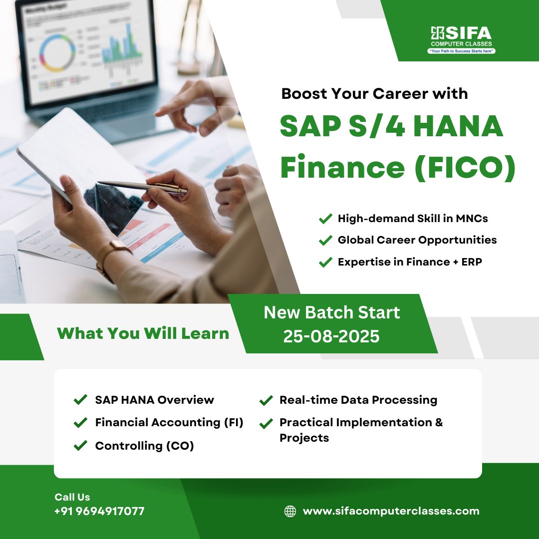 SifaInfotech's tweet photo. 📊 Master SAP HANA FICO – The Future of Finance &amp; Accounting!
Learn Financial Accounting (FI) &amp; Controlling (CO) on SAP HANA with real-time case studies.
📍 Visit: https://t.co/BOoi4GAskC
📞 Call/WhatsApp: 096949 17077 https://t.co/RidQECvDVV