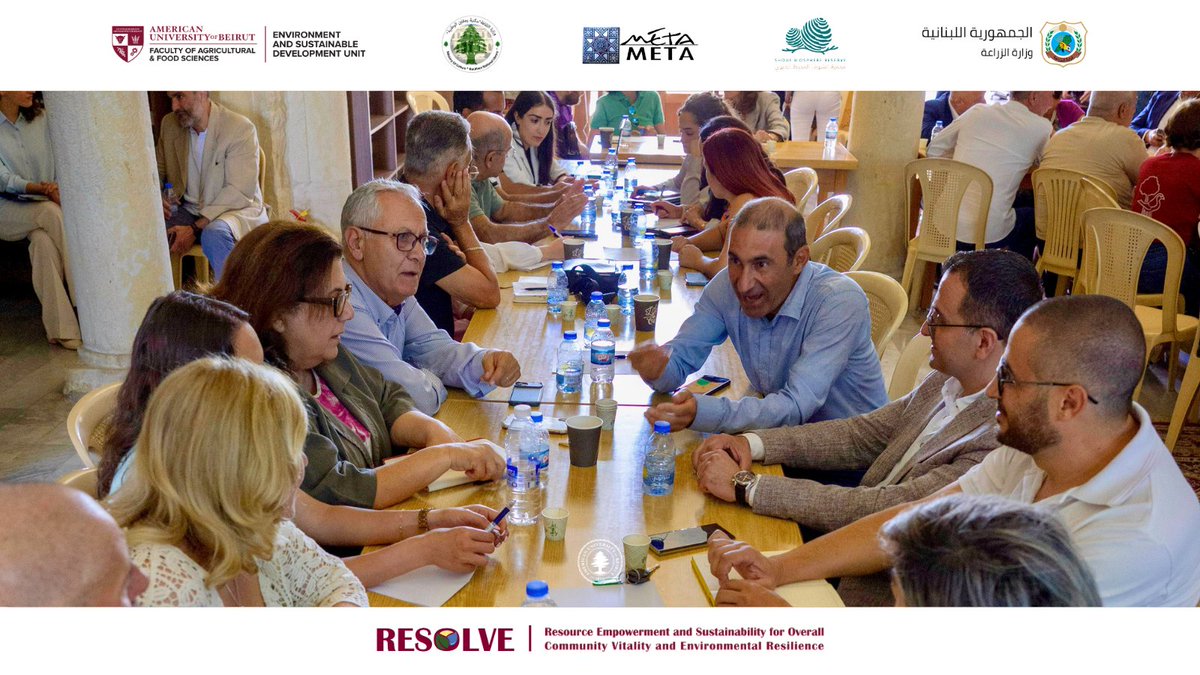 في 19 آب 2025، نظّمت وحدة البيئة والتنمية المستدامة جلسة حوار لإطلاق الخريطة التفاعلية لمشروع RESOLVE، بالشراكة مع <a href="/MoaLebanon/">Lebanese Ministry of Agriculture</a> <a href="/CedarReserve/">Shouf Biosphere Reserve</a>  والمكتبة الوطنية ببعقلين.
خريطة RESOLVE هي أداة قائمة على الذكاء الاصطناعي لتعزيز الأمن الغذائي والتنمية المستدامة في لبنان.