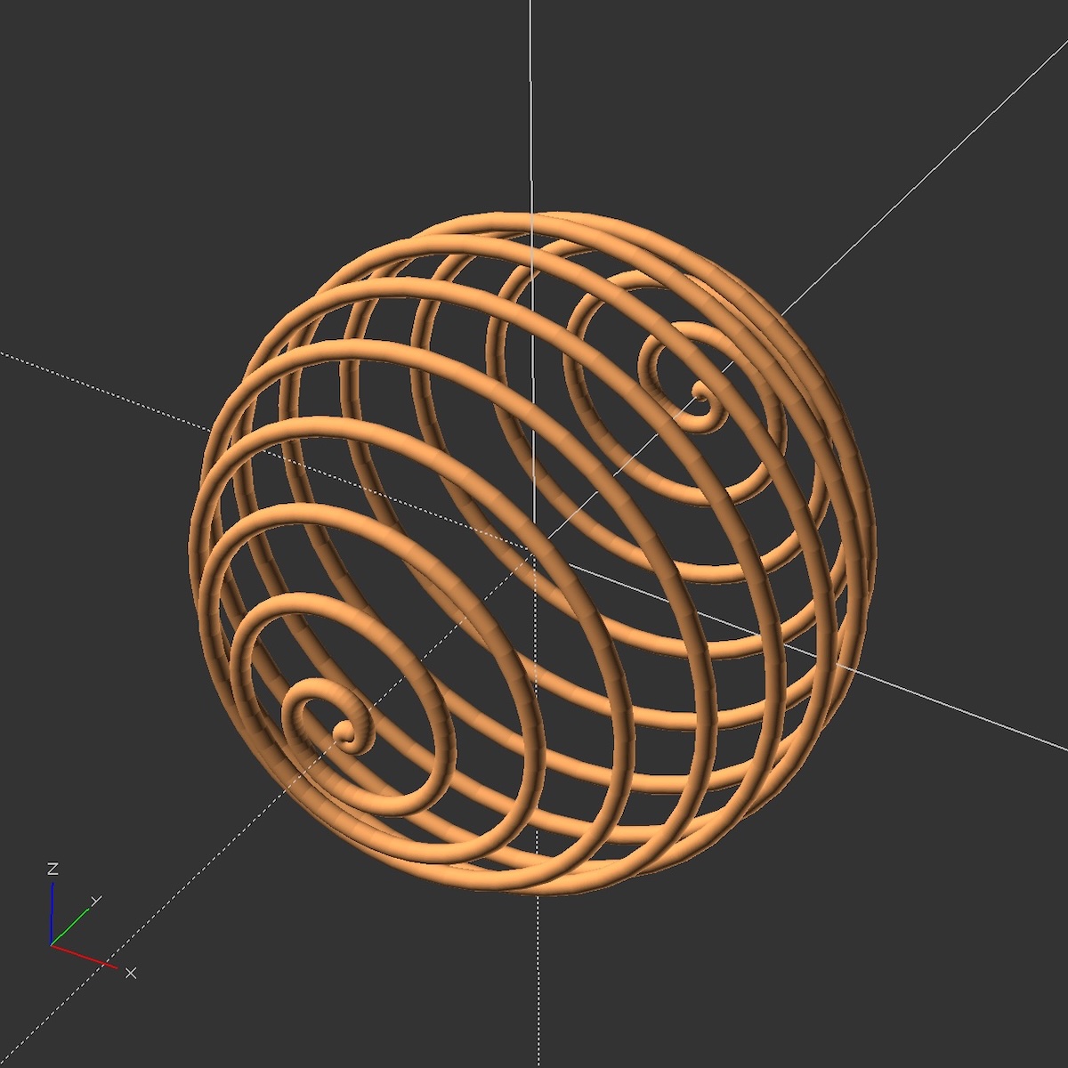 matths's tweet image. I think this will be a good new challenge for the #3dprinting. I think the tube diameter needs to be sufficient for stability, otherwise it will be too elastic and act like a spring instead of a ball. #openscad