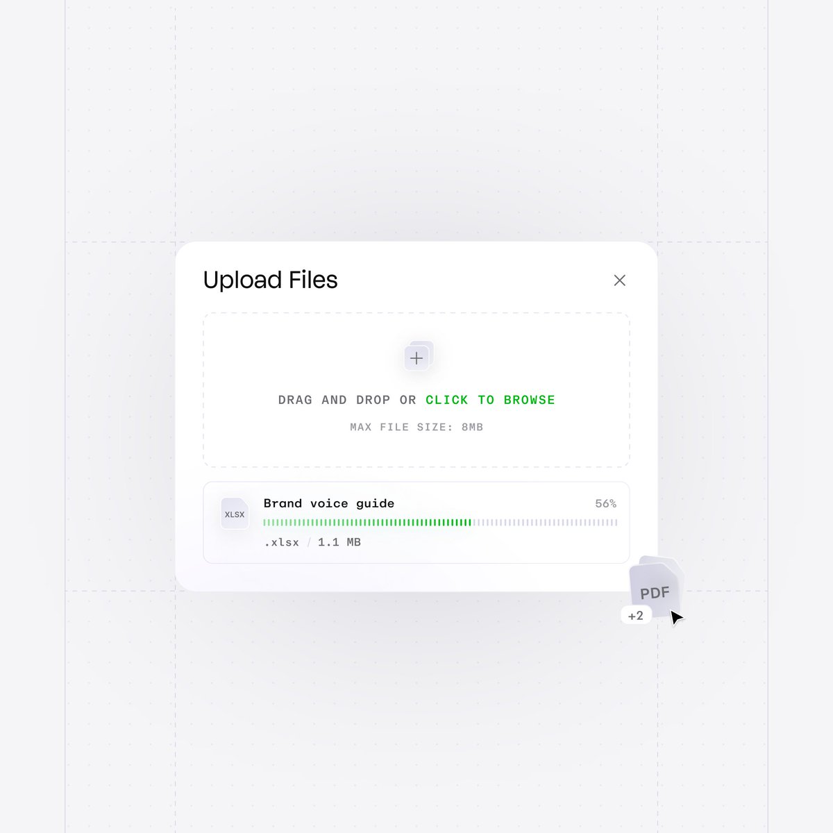 A clean upload files modal ✨