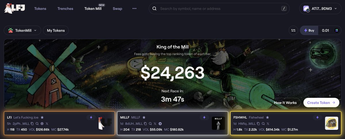 Queen of the Mill! 😤💪

$MILLF won the inaugural <a href="/token_mill/">Token Mill ≛</a> race in the silver tier and earned a share of nearly $25k of buyback and burn of $MILLF!