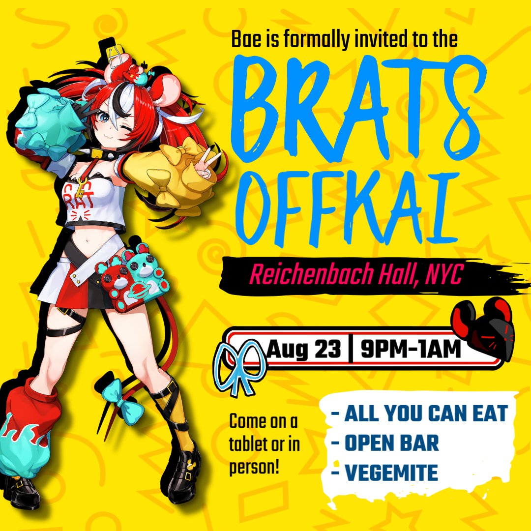 AqoursBaelz's tweet photo. @hakosbaelz this is your formal invitation to the brats offkai this Saturday! 

You can attend through a staff-san with a tablet!

#holoAllforOne #hololiveEN #hololive #TeleBAE #IdolRat https://t.co/brFkEcU98k