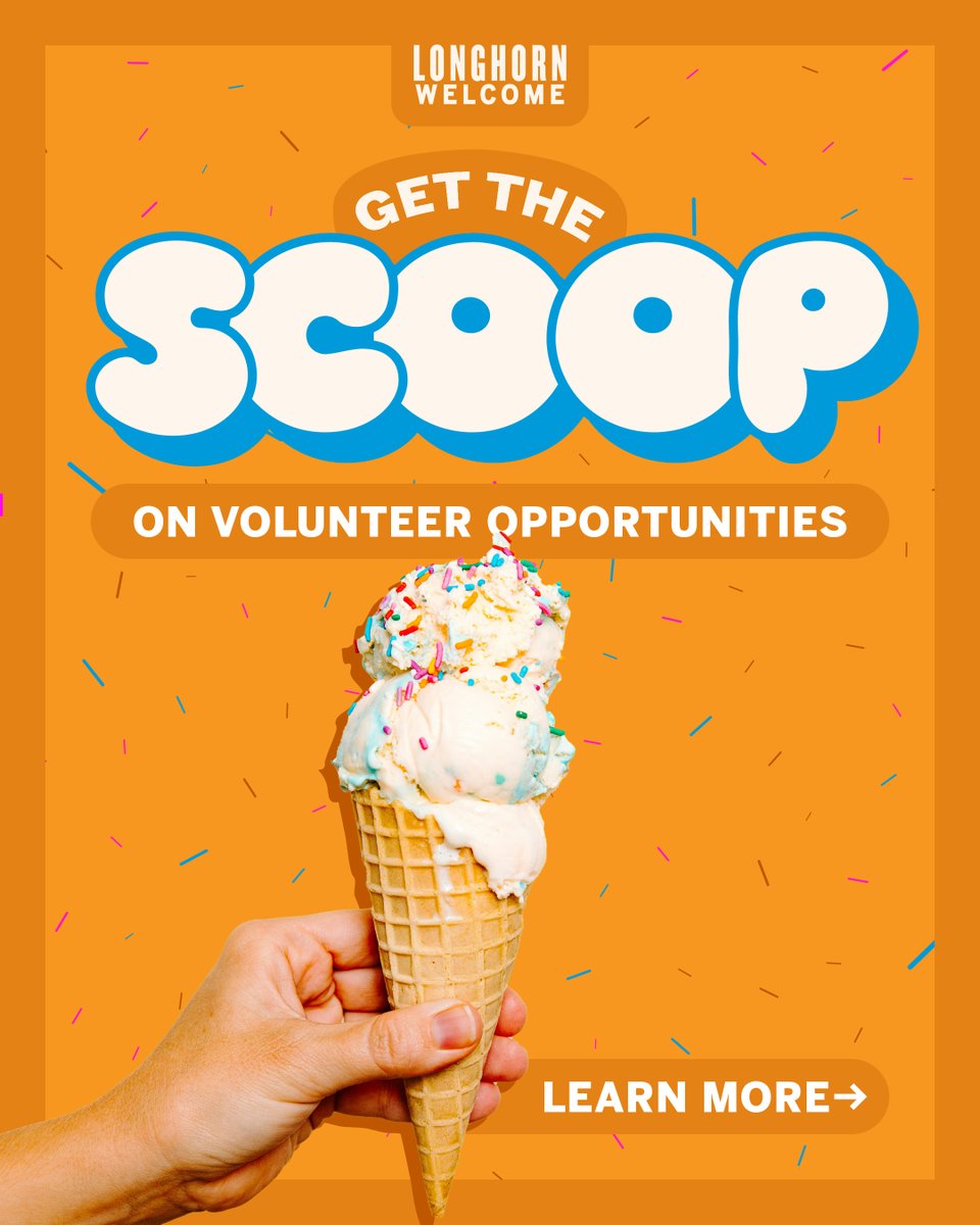 UTDoS's tweet photo. Get the scoop on volunteer opportunities 🍦🧡
Discover how to get involved at UT and across Austin! While you're there, you can grab some FREE ice cream and help make back-to-school welcome kits for students in the Dove Springs neighborhood. 📓
#LonghornWelcome #UTAustin #UT29 https://t.co/gvCZyMDJHM
