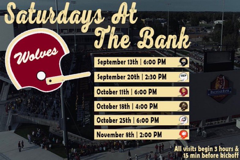 Thank you <a href="/CoachGlas05/">Jason Glasco</a> for the gameday invite! <a href="/NSUWolves_FB/">Northern State Football🐺 🏈</a>  Can’t wait to get back on campus