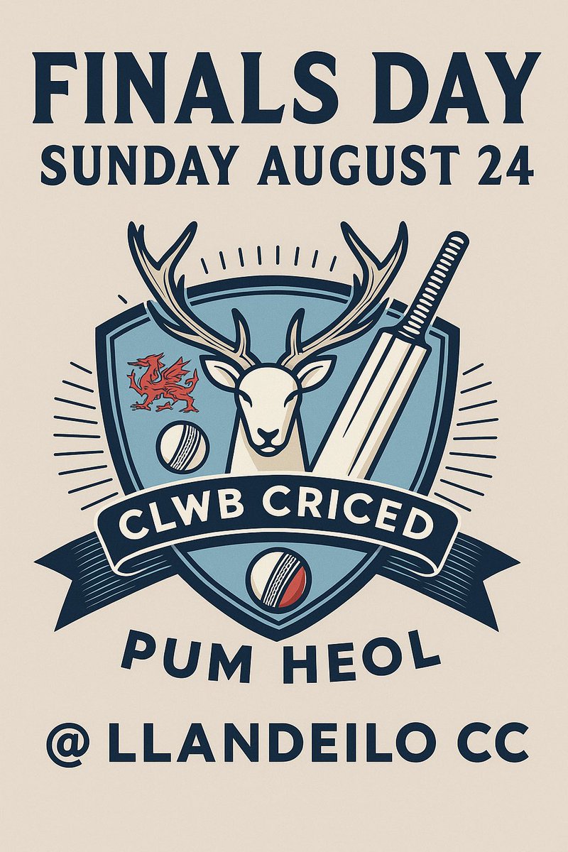 Diwrnod y rowndiau terfynol. Mae’r tîm wedi bod yn llwyddiannus yn cyrraedd y pedwar uchaf. Rownd gynderfynol yn dechrau am 12.45 yn <a href="/LlandeiloCC/">Llandeilo CC</a>. Dewch i gefnogi’r bechgyn 💪🏏