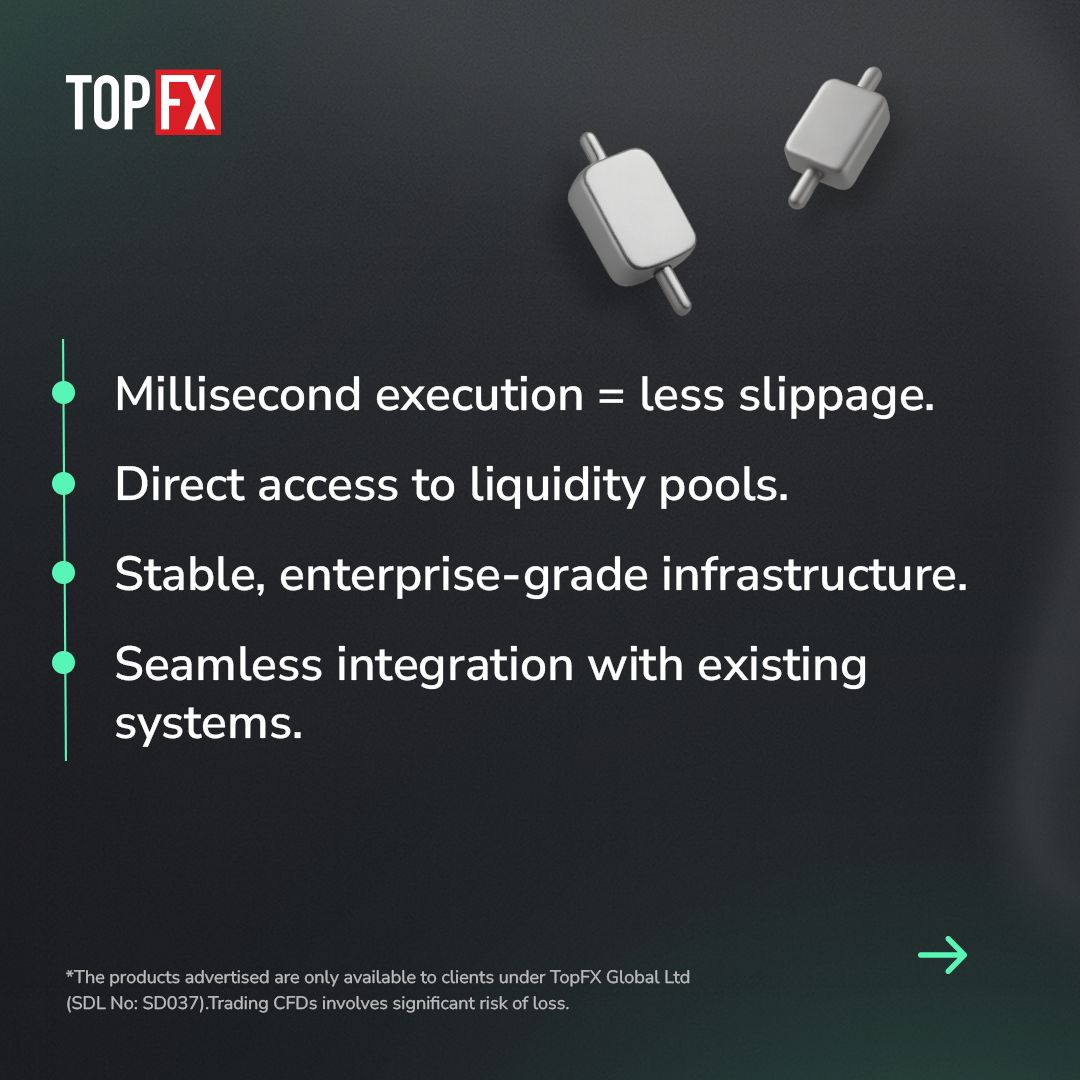 topfx_global's tweet image. When every millisecond counts, APIs aren’t optional - they&apos;re essential.

At #TopFX, our FIX &amp;amp; REST API solutions deliver ultra-fast execution and direct connectivity trusted by brokers, hedge funds, and institutions worldwide.

Click the link in Bio to learn more 

#FIXAPI