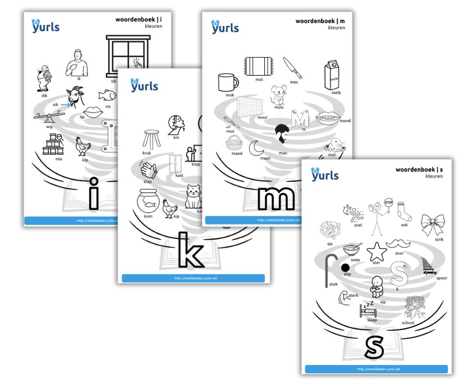 Nieuwe woordenkleurplaten bij de letters i, k, m en s! Gratis downloaden!  werkbladen.yurls.net/nl/page/760364 #Yurls #groep3 #letters #lerenlezen