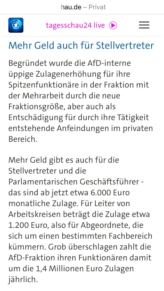 OckhamsC's tweet photo. #MadeMyDay3: Hier jammert #Weidel, dass sie neben ihrer politischen Arbeit nicht mehr als Beraterin hinzuverdienen kann”.
#FunFact: #PerlenPaula & #Pinsel #Chrupalla haben sich gerade ihr Gehalt als Fraktionsvorsitzende verdoppeln lassen. Wann also will sie nebenher arbeiten? https://t.co/2nyeLtJDHG