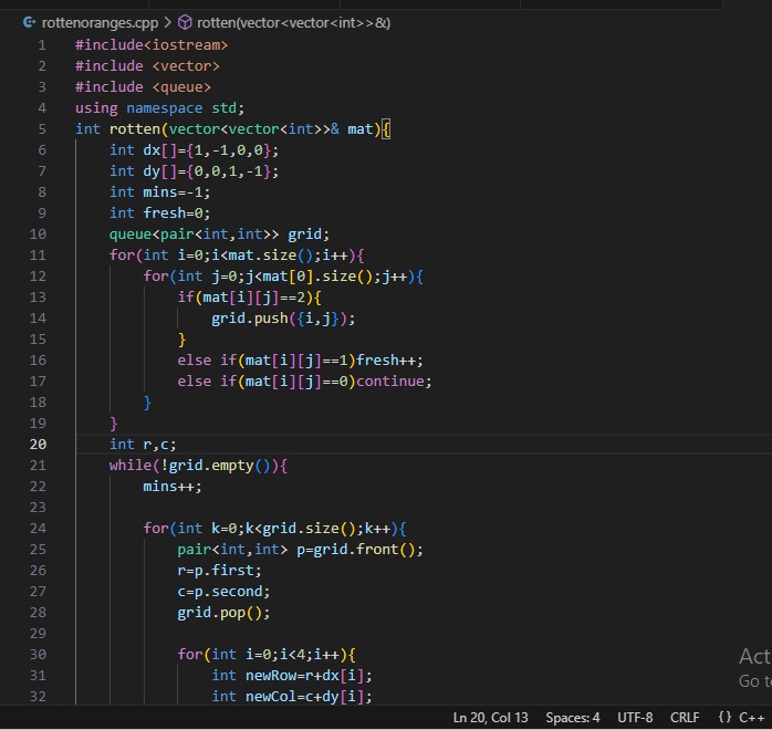 DEV_ARPAN2's tweet photo. This is a unique program where we use a paired queue. But the thing that amaze me is the program can be attempted by the rookies. 
Do check this program:

-Rotten Oranges Using Queue

#100daysofcode #frenchTECh #DSA #CodingJourney https://t.co/blbKJX9FSG