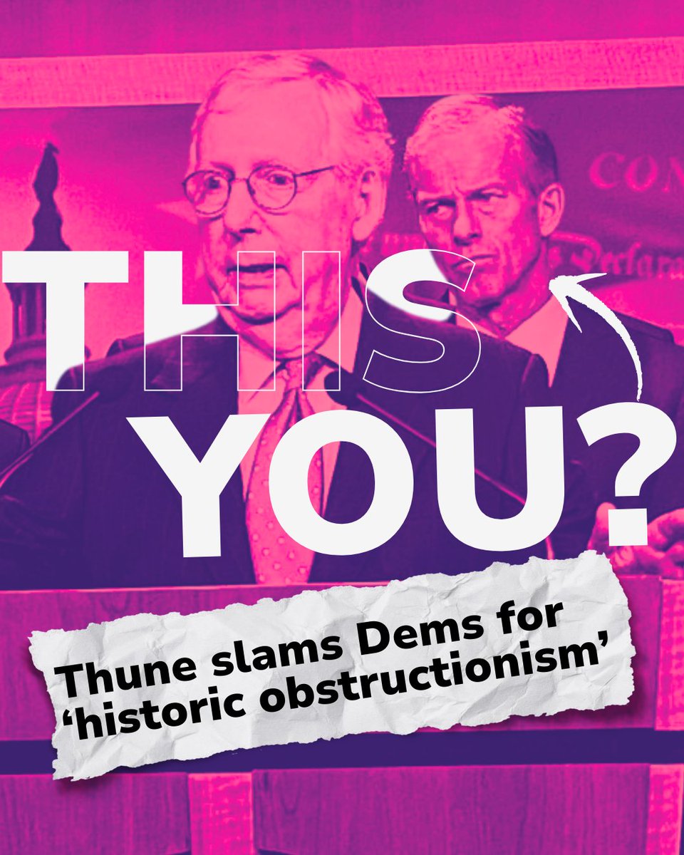This is rich coming from you, @leaderjohnthune. In case you forgot, Republicans control the House, the Senate, and the White House.

The buck stops with you, Leader Thune. If you can't pass legislation, that's a you problem.