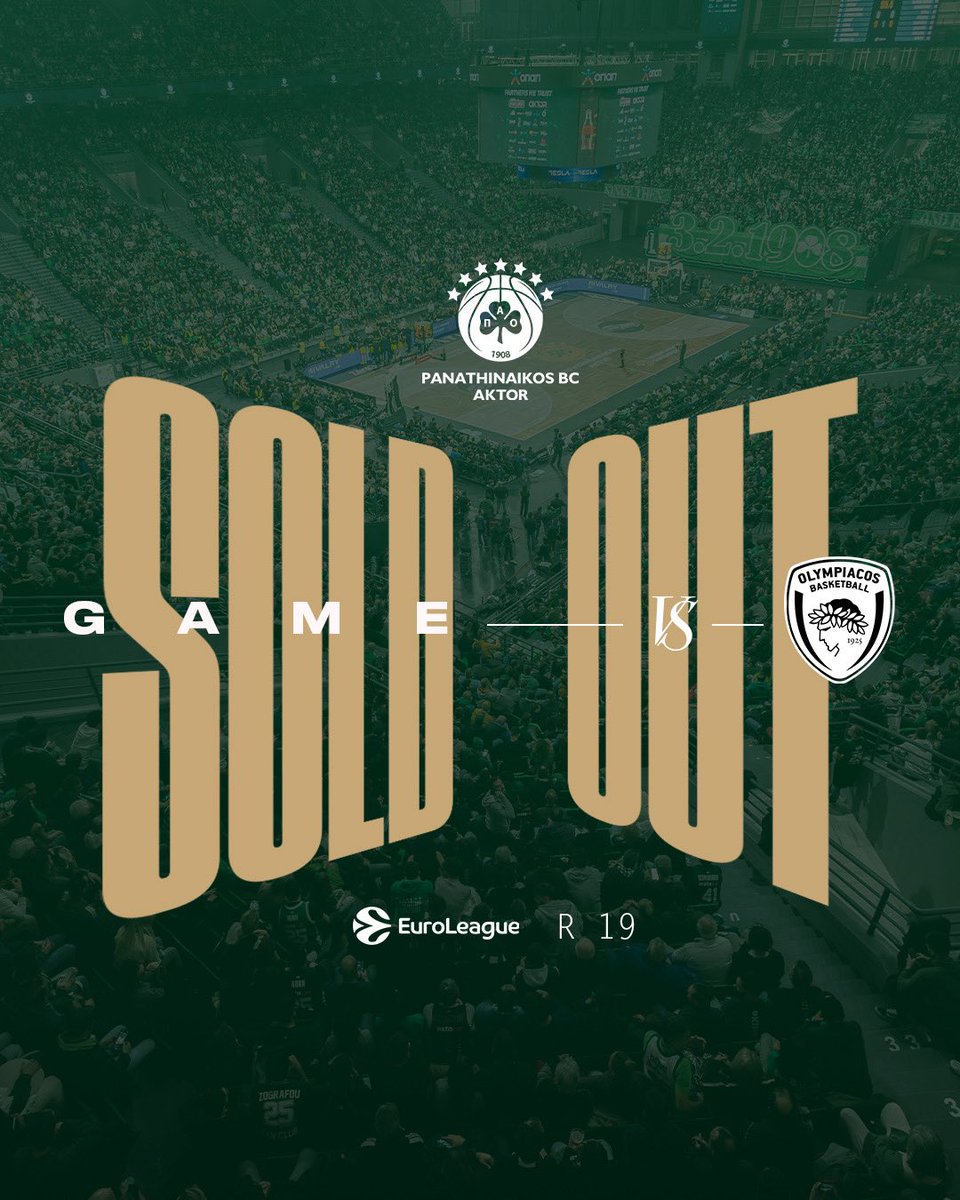 𝐒𝐎𝐋𝐃 𝐎𝐔𝐓 💥

Is it early enough to announce our first sold out of the 2025-26 season? ☘️

Once again, #PAOFans prove why they are the BEST in the game! 💚

First one down! Book your tickets and let’s pack our home every single night 🔜

#WeTheGreens #paobcaktor