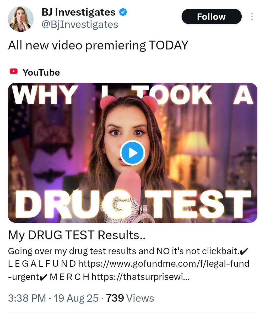 It's interesting to me that someone BJ Courville interviewed accused her of being on drugs (which can be defamation per se) and BJ didn't pop off about lawsuits nor did she openly identify the person (although it's obvious who it is). Instead she took a drug test? Weird, indeed.
