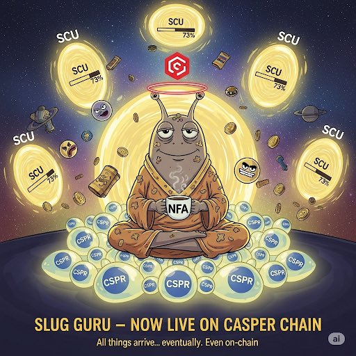 SLUG_Guru's tweet photo. 🐌✨ The prophecy loads… slowly.
SLUG Guru is now live on Casper Chain #cspr.fun ⚡️
From lazy wisdom to sluggish meme, the SCU expands one nap at a time.
📜 “All things arrive… eventually. Even on-chain.”
#SLUGCU #SLUGcoin #CasperChain #LazyLegend https://t.co/zuCYKl3hcb