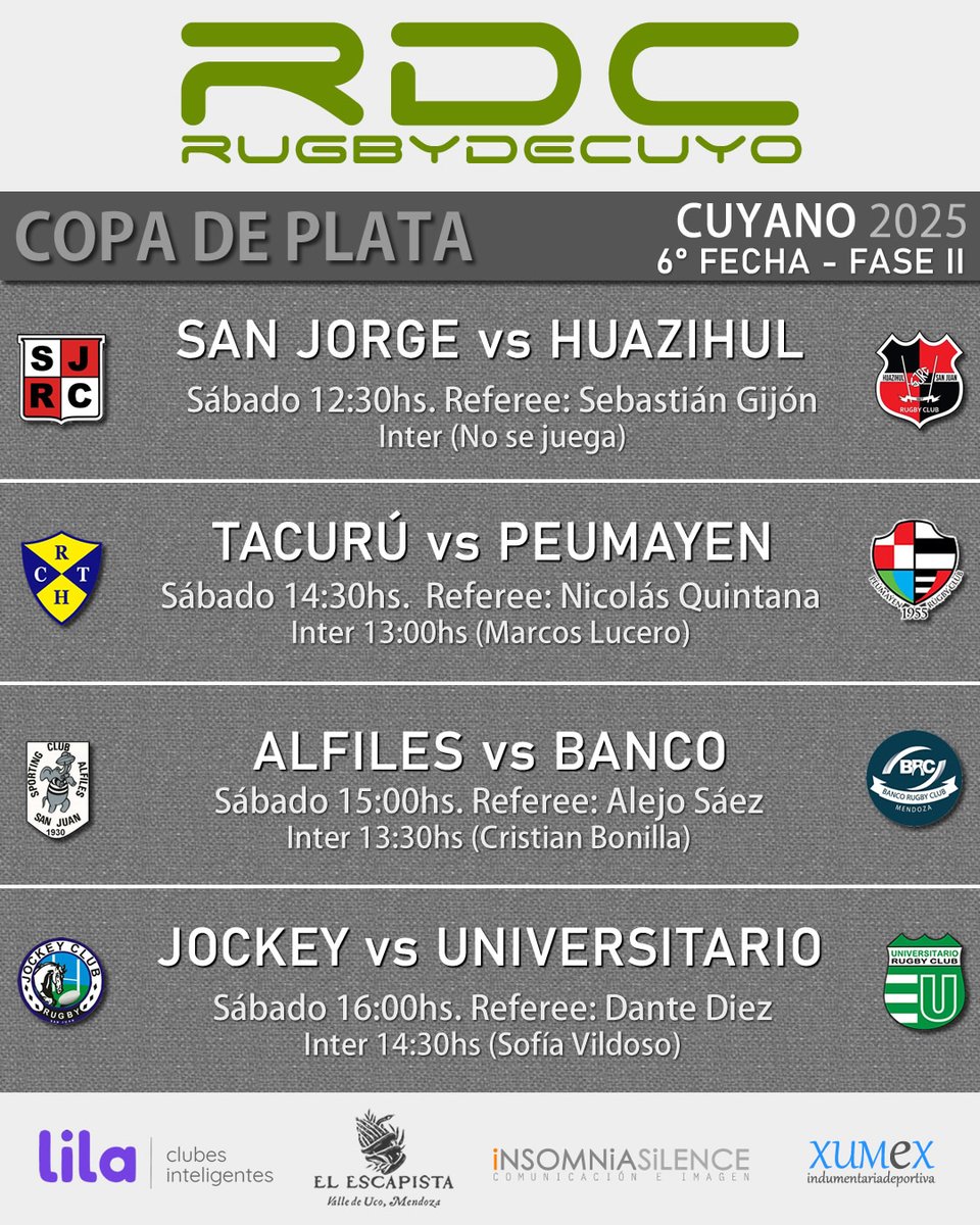 rugbydecuyo's tweet photo. 🏉 NUEVA FECHA DEL RUGBY CUYANO
📌 Así se juega este fin de semana la 6° fecha del Top 8, Copa de Plata y Bronce.
#Rugby #Mendoza #SanJuan #RugbydeCuyo #Regional2025 #Top8 #CopadePlata #CopadeBronce https://t.co/49VJcZb6Ji