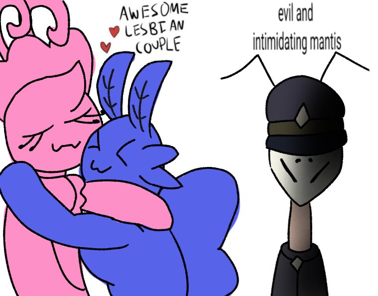 eevee930's tweet image. Insect yuri vs homophobic mantis 
#bugsona #bugoc #moth #bugfables #bugtwt