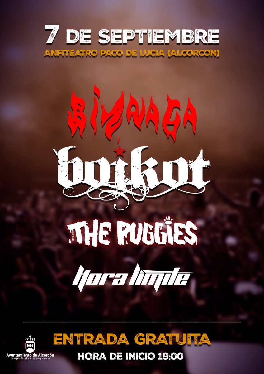 Puggies_oficial's tweet photo. Nos vemos el 7 de Septiembre en las fiestas de Alcorcón @alcorconcultura junto a lxs grandes de @HoraLimite @BOIKOTBAND y @Biznaga77 en el Auditorio Paco de Lucía a las 19:00 https://t.co/hksGZFCnUw