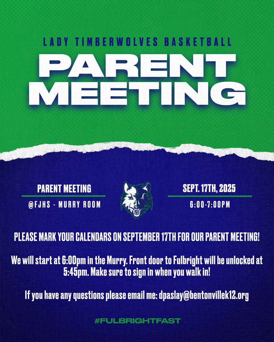 Parent meeting info! Both basketball only and volleyball parents need to be present at the meeting. If you have any questions please reach out to Coach Paslay.