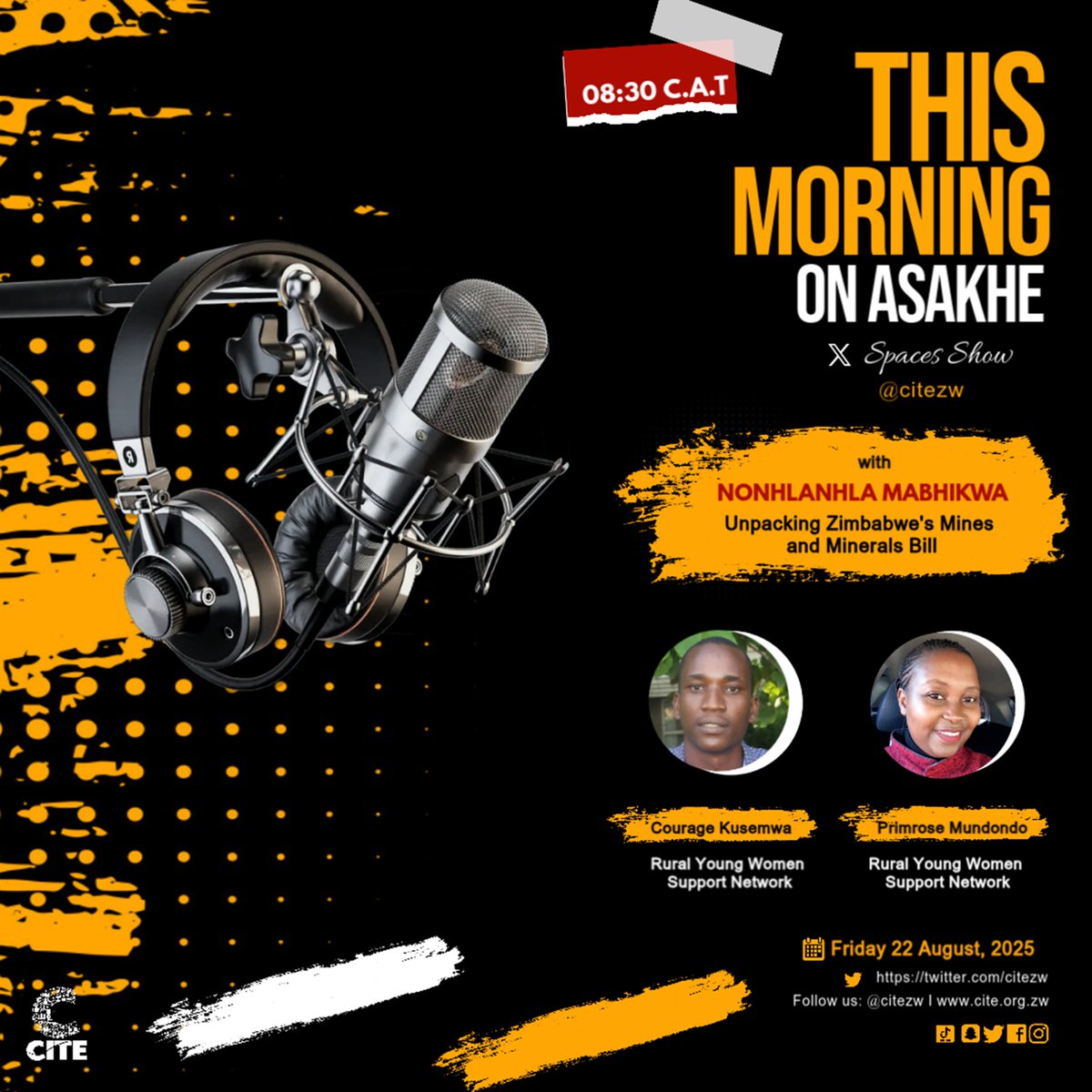 Join us on This Morning on Asakhe as we break down Zimbabwe’s Mines and Minerals Bill. Friday, August 22nd at 08:30 AM on X; don’t miss it! <a href="/RuralYoungWomen/">Rural Young Women Support Network</a>