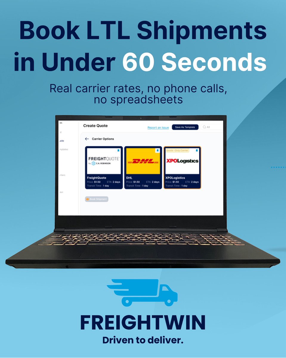 Over 60% of SMBs still use manual freight quoting.

⏱️ Time lost
💸 Money wasted
📉 Control gone

FreightWin changes that. Digital. Simple. Smart.

👉 Sign up for the pilot → link in bio #ShipSmarter