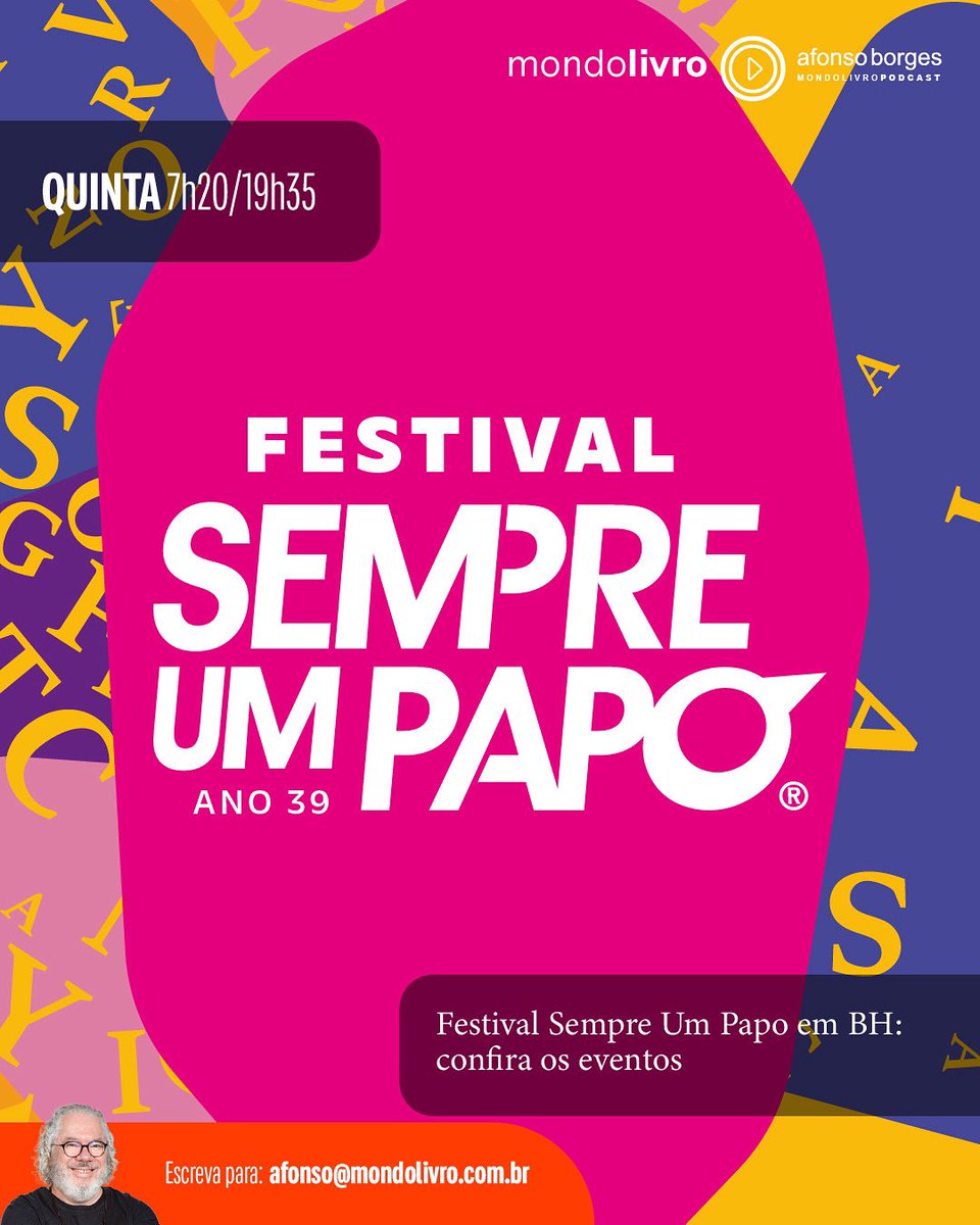 Mondolivro Podcast (@mondolivro) on Twitter photo O Festival <a href="/sempreumpapo/">Sempre Um Papo</a> traz diversos escritores de destaque nacional para Belo Horizonte, entre setembro e outubro. Aline Bei, <a href="/jefempessoa/">Jeferson Tenório</a> e <a href="/biancasantana/">Bianca Santana</a> são alguns dos autores que vêm para BH lançar seus livros. Ouça a coluna de <a href="/afonsoborges/">Afonso Borges</a>: bit.ly/4lHdQEv O Festival <a href="/sempreumpapo/">Sempre Um Papo</a> traz diversos escritores de destaque nacional para Belo Horizonte, entre setembro e outubro. Aline Bei, <a href="/jefempessoa/">Jeferson Tenório</a> e <a href="/biancasantana/">Bianca Santana</a> são alguns dos autores que vêm para BH lançar seus livros. Ouça a coluna de <a href="/afonsoborges/">Afonso Borges</a>: bit.ly/4lHdQEv