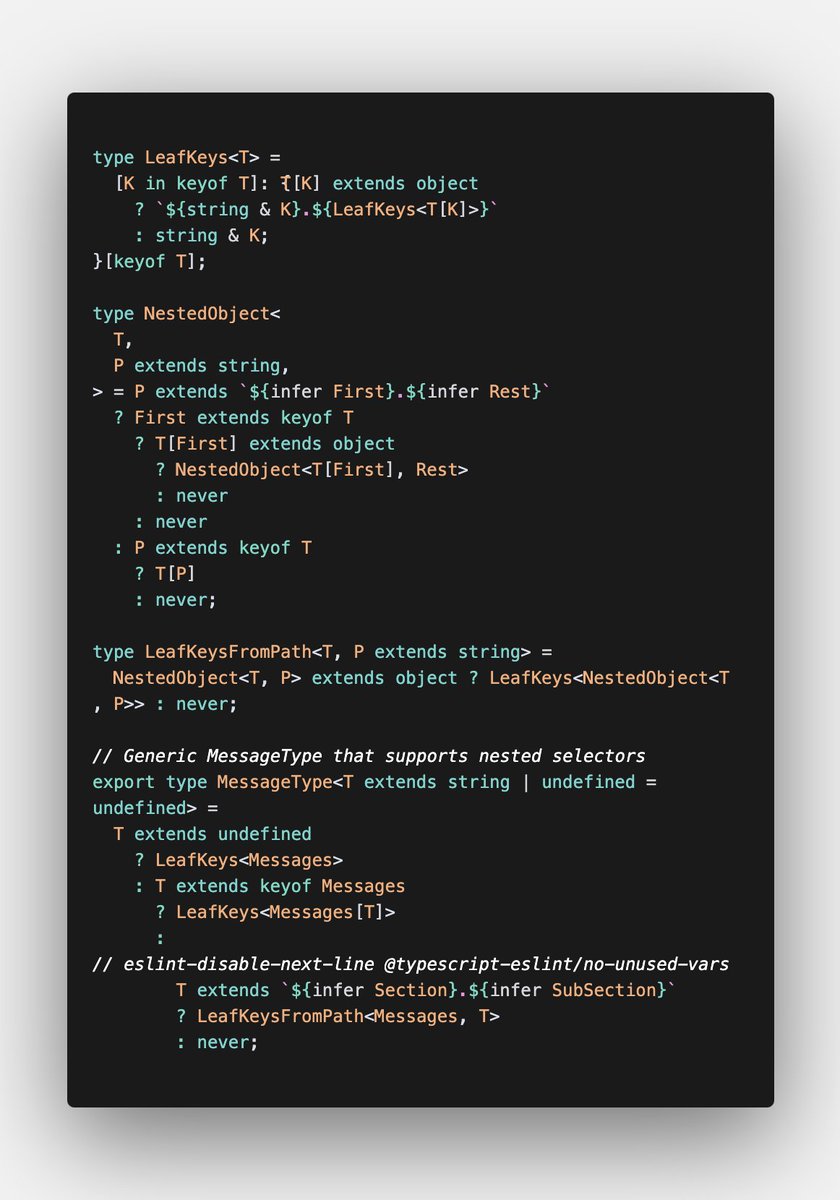 mhmdou1's tweet photo. When working with next-intl and nextjs, I have struggled to make variables outside of translation function auto complete and be compatible with useTranslations hook 

am not sure if was an official solution but I didn't find it

so I built one 😅 ( code in alt ) https://t.co/tagxuytuRr