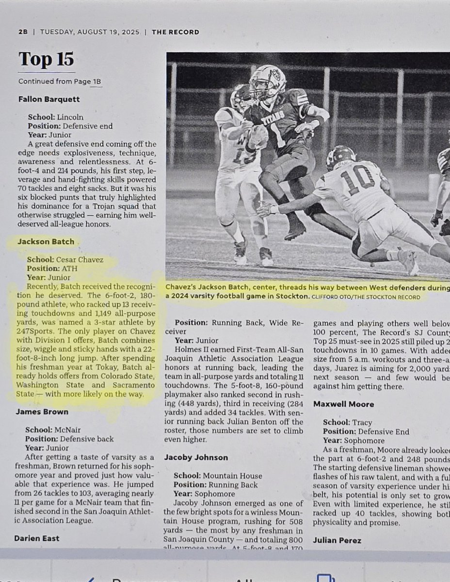 Jackson Batch (@jacksonb_08) on Twitter photo Thank you <a href="/DylanAck10/">Dylan Ackermann</a> <a href="/StocktonRecord/">Stockton Record</a> Grateful for the recognition. 🙏
<a href="/BrandonHuffman/">Brandon Huffman</a> <a href="/adamgorney/">Adam Gorney</a> <a href="/_Vc_209/">vince carter</a> <a href="/BlackHatFootbal/">Richard T. Estrada</a> <a href="/GregBiggins/">Greg Biggins</a> <a href="/MohrRecruiting/">Brian Mohr</a> <a href="/Coach_CBooth/">Cody Booth</a> <a href="/CoachGusMalzahn/">Coach Gus Malzahn</a> <a href="/CoachDaft/">Kevin Daft</a> <a href="/CHbanderson/">Blake Anderson</a> <a href="/kcef35/">Kyle Cefalo</a> <a href="/CoachSidKrish/">Sid Krishnamurthi</a> <a href="/adamgorney/">Adam Gorney</a> <a href="/RivalsFriedman/">Adam Friedman</a> <a href="/CharlesPower/">Charles Power</a> Thank you <a href="/DylanAck10/">Dylan Ackermann</a> <a href="/StocktonRecord/">Stockton Record</a> Grateful for the recognition. 🙏
<a href="/BrandonHuffman/">Brandon Huffman</a> <a href="/adamgorney/">Adam Gorney</a> <a href="/_Vc_209/">vince carter</a> <a href="/BlackHatFootbal/">Richard T. Estrada</a> <a href="/GregBiggins/">Greg Biggins</a> <a href="/MohrRecruiting/">Brian Mohr</a> <a href="/Coach_CBooth/">Cody Booth</a> <a href="/CoachGusMalzahn/">Coach Gus Malzahn</a> <a href="/CoachDaft/">Kevin Daft</a> <a href="/CHbanderson/">Blake Anderson</a> <a href="/kcef35/">Kyle Cefalo</a> <a href="/CoachSidKrish/">Sid Krishnamurthi</a> <a href="/adamgorney/">Adam Gorney</a> <a href="/RivalsFriedman/">Adam Friedman</a> <a href="/CharlesPower/">Charles Power</a>