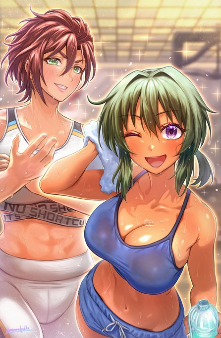 腹筋の描き込みって加減が難しい・・・ #ナターリア #デレマス #運動 #筋トレ