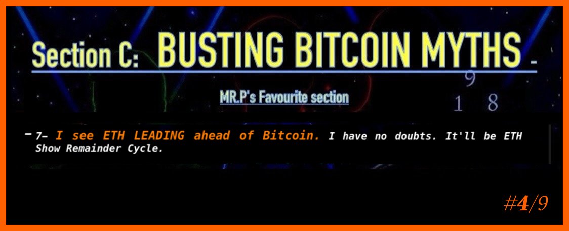 #3/9 - Myth Buster Series from My Macro Report:

❓ Myth: "Ethereum Will Never go to ATH. It is a dead coin. It might not outperform $BTC due to economic conditions."

✅ Busted: “I See $ETH LEADING Ahead of Bitcoin. I have no doubts. It'll be ETH Show Remainder Cycle"

$ETH has