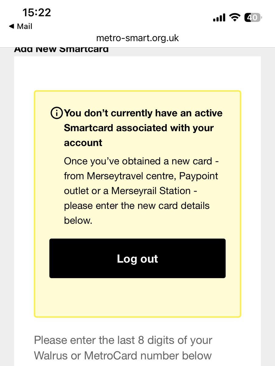 This is hilariously “smart” stuff <a href="/merseyrail/">Merseyrail</a> <a href="/liverpoolpost/">The Post</a>. I sign up online and then have to head off to the station to sign up again? You do know they are laughing at us in Manchester and London? What a farce