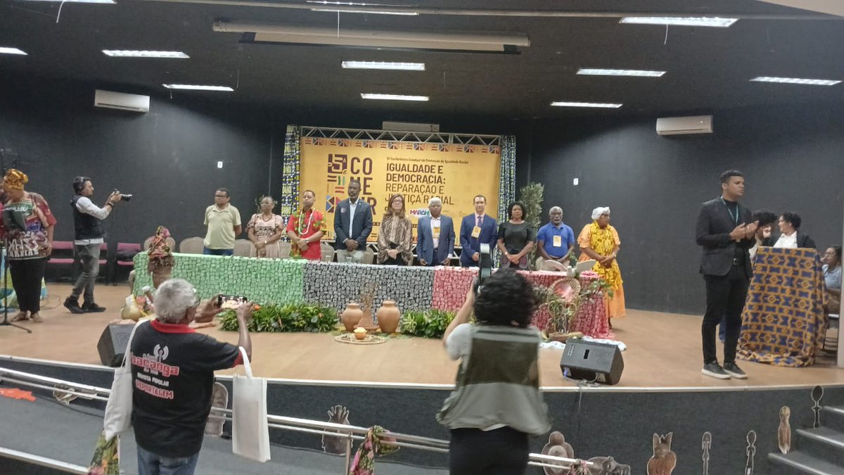 seir_ma's tweet photo. Secretário de Estado da Igualdade Racial, Gerson Pinheiro, participa agora da abertura da 5ª Conferência Estadual de Promoção da Igualdade Racial. Convocada pelo Decreto 39.685 do governador Carlos Brandão, tem como tema "Igualdade e Democracia: Reparação e Justiça Racial". https://t.co/Yj3lXEklFr