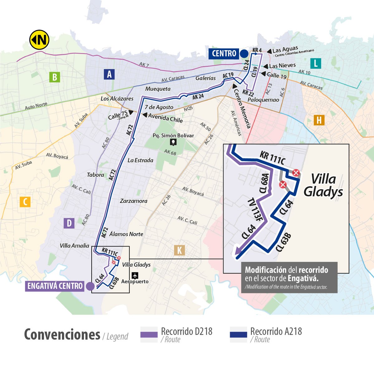 Atención usuarios
A partir del, lunes 25 de agosto, la ruta TransMiZonal 128 cambia su nombre a:
🔹 D218 Engativá Centro
🔹 A218 Centro
Recuerda que también habrá una modificación en el recorrido en el sector de Engativá.
Consulta el mapa y organiza tus viajes con anticipación.