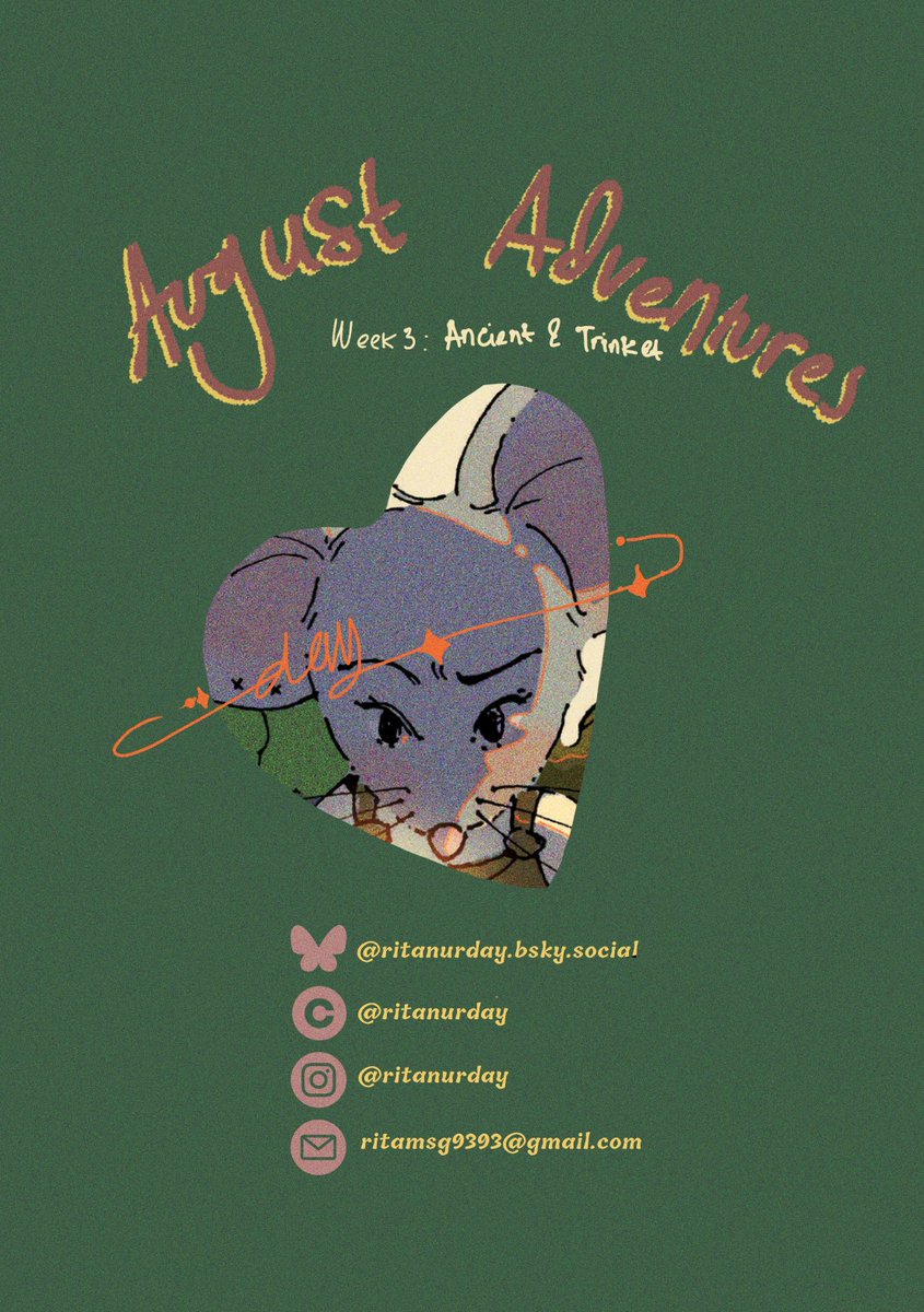 Ritanurday's tweet image. August Adventures
Week 3: Ancient &amp;amp; Trinket

Full illustration on my insta and bsky 🥰✨

Inspo
🌷: Stachytarpheta jamaicensis
🏛️: Borobudur temple 

#AugustAdventures #AugustAdventures2025
#augustadventures2025week3
#Kidlitart #kidlit #whimsical