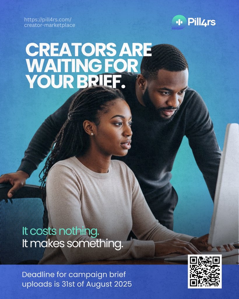 Pill4rs_Tech's tweet photo. Creators are ready. Are you? Drop your campaign brief before 31st August 2025 — it costs nothing, but makes everything.  #CreatorsOnPill4rs #SmallBusinessMarketing #Entrepreneurship #UGC #Freemarketing #Creatorcollab https://t.co/orTksJ5mxx