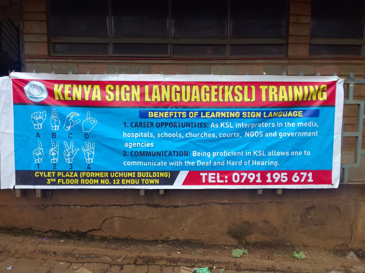 Do you know the opportunities that come with learning sign language?  Call us on 0791 195 671 to find out!  DESK offers both Basic and Advanced Sign Language training at our offices at Cylet Plaza, 3rd floor, room 12 Embu.  Certificate provided upon completion!