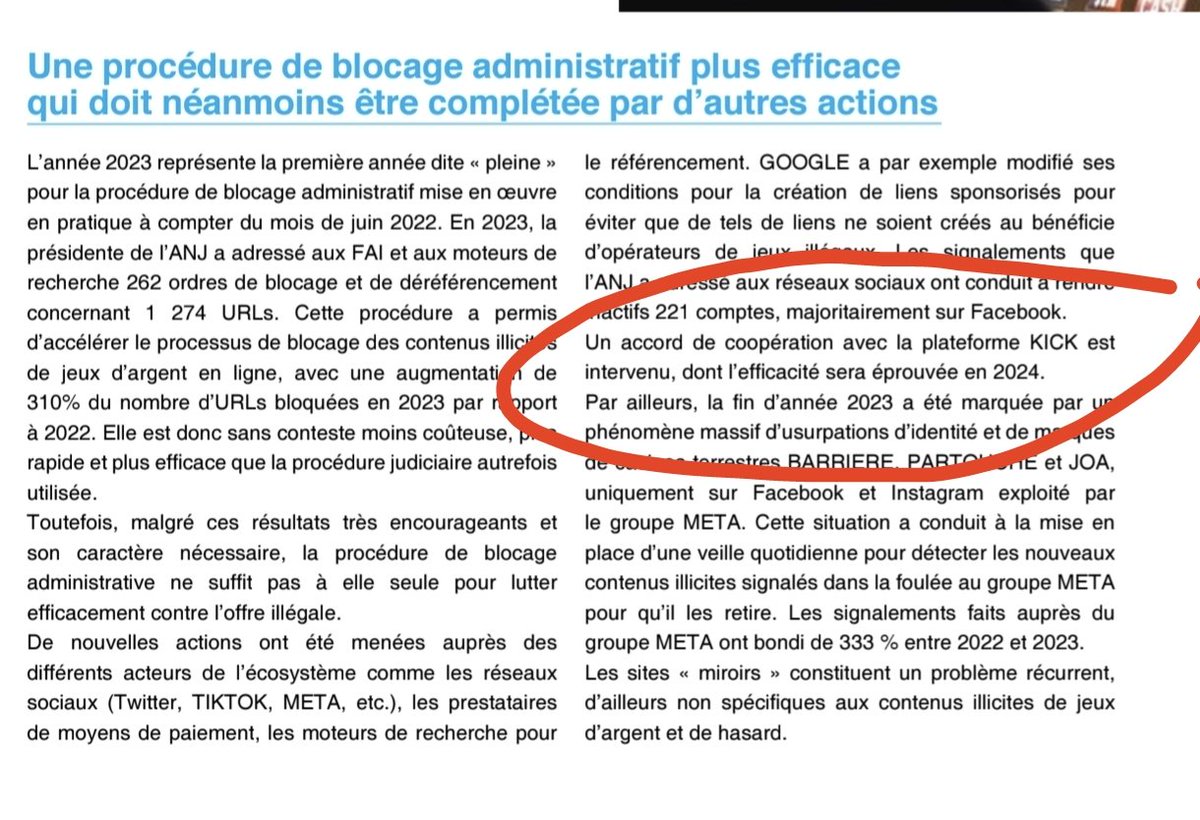 Emmanuelle Ducros (@emma_ducros) on Twitter photo Affaire #Pormanove.
Pour enfoncer le clou: oui, l'Arcom pouvait agir.
Que lit-on dans le rapport 2023 de <a href="/ANJ_FR/">Autorité nationale des jeux</a>, le régulateur des jeux? Qu'il a trouvé un accord avec Kick, dont il espère se servir pour lutter contre le jeu illégal.
Attendez la suite a/.... Affaire #Pormanove.
Pour enfoncer le clou: oui, l'Arcom pouvait agir.
Que lit-on dans le rapport 2023 de <a href="/ANJ_FR/">Autorité nationale des jeux</a>, le régulateur des jeux? Qu'il a trouvé un accord avec Kick, dont il espère se servir pour lutter contre le jeu illégal.
Attendez la suite a/....