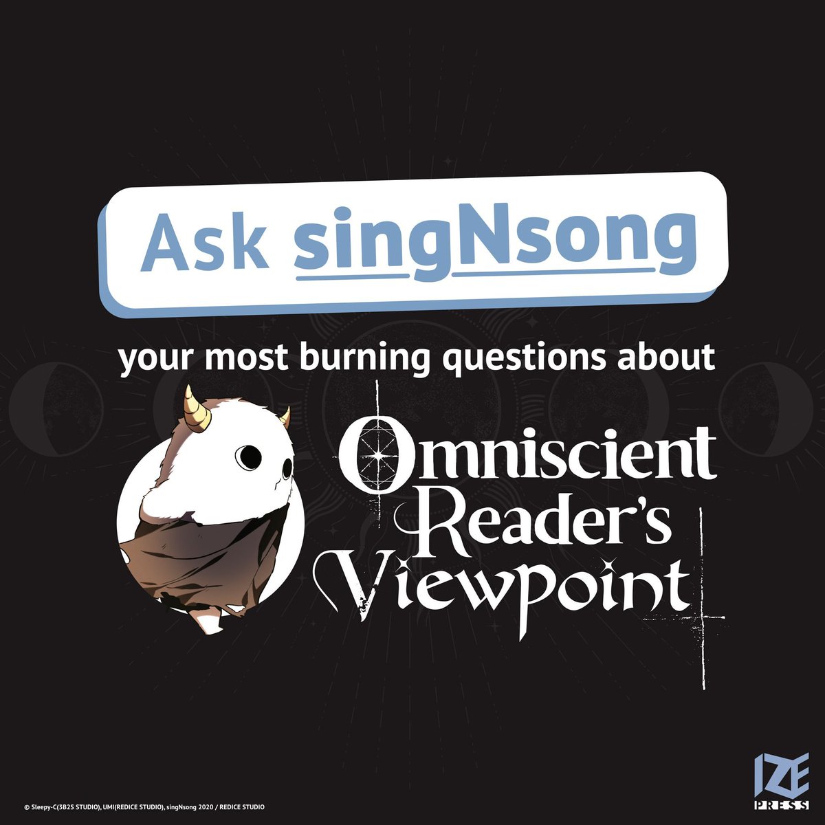 izepress's tweet photo. Celebrate the English print release of the Omniscient Reader's Viewpoint novel with some Q&amp;A from singNsong! 

What was the inspiration behind ORV? Find out the answer to this question and more by reading the full interview on our blog!: https://t.co/UXVZrlQ1US https://t.co/YaF0jG7yEb
