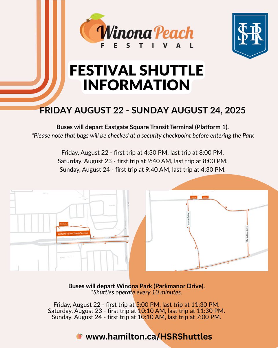 The Peach Festival kicks off tomorrow! 🍑 Our team will be there all weekend long. Stop by to say hi, grab some great swag, and learn what’s new at HSR. We’re also offering shuttle service to the festival. More details: winonapeach.com/directions-par…