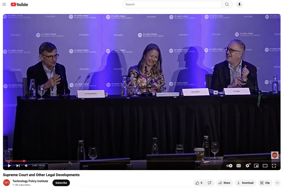 techpolicyinst's tweet image. ⏯️ TPI Aspen Forum 2025 Full Video Available! ⏯️ Supreme Court and Other Legal Developments with James Speta, Cate Stetson, Jonathan Nuechterlein #tpiaspen Watch it now --&amp;gt; youtube.com/watch?v=vR5UO5…