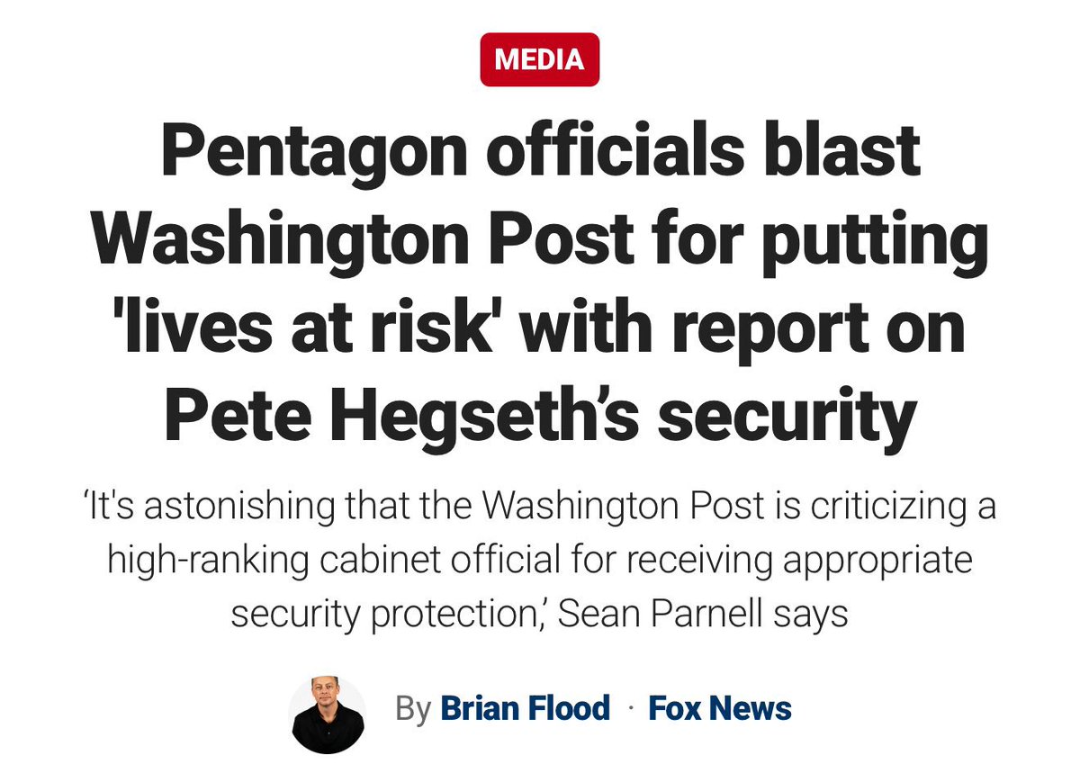 We attempted to get the Washington Post to remove sensitive details about the security of Secretary Hegseth's wife, children, and extended family, citing obvious security concerns and the potential for threats to increase after its publication. There is NO justification for the